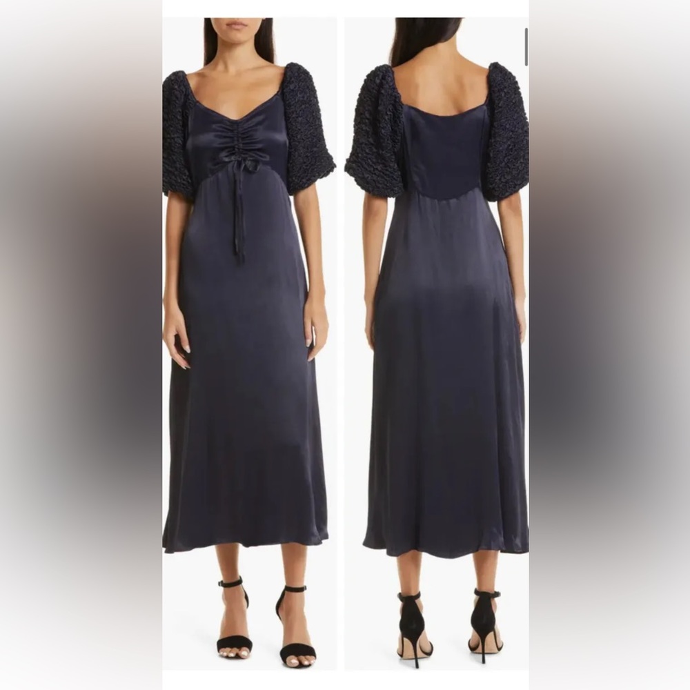 byTimo Ruched Sleeve Satin Crepe Gown